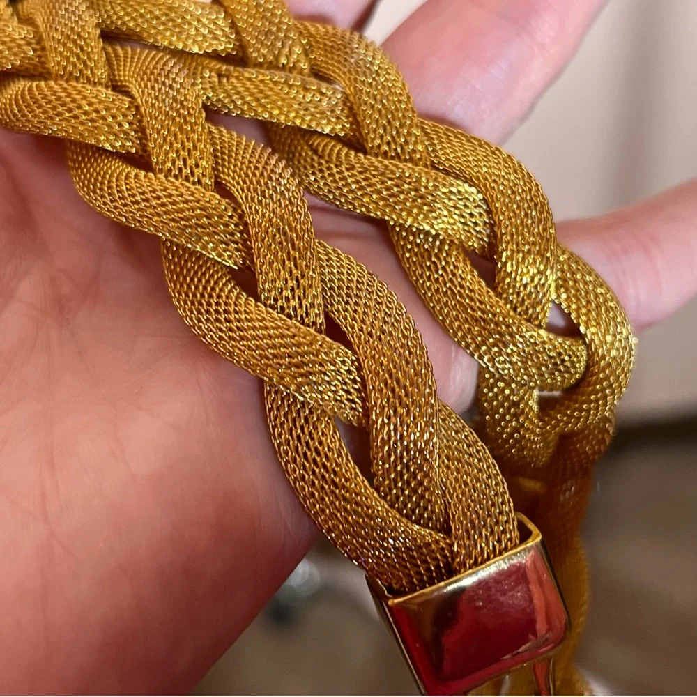 Vintage 80 90 Retro Thick Wide Mobwife Maximalism Gold Chocker Necklace - Picture 7 of 15